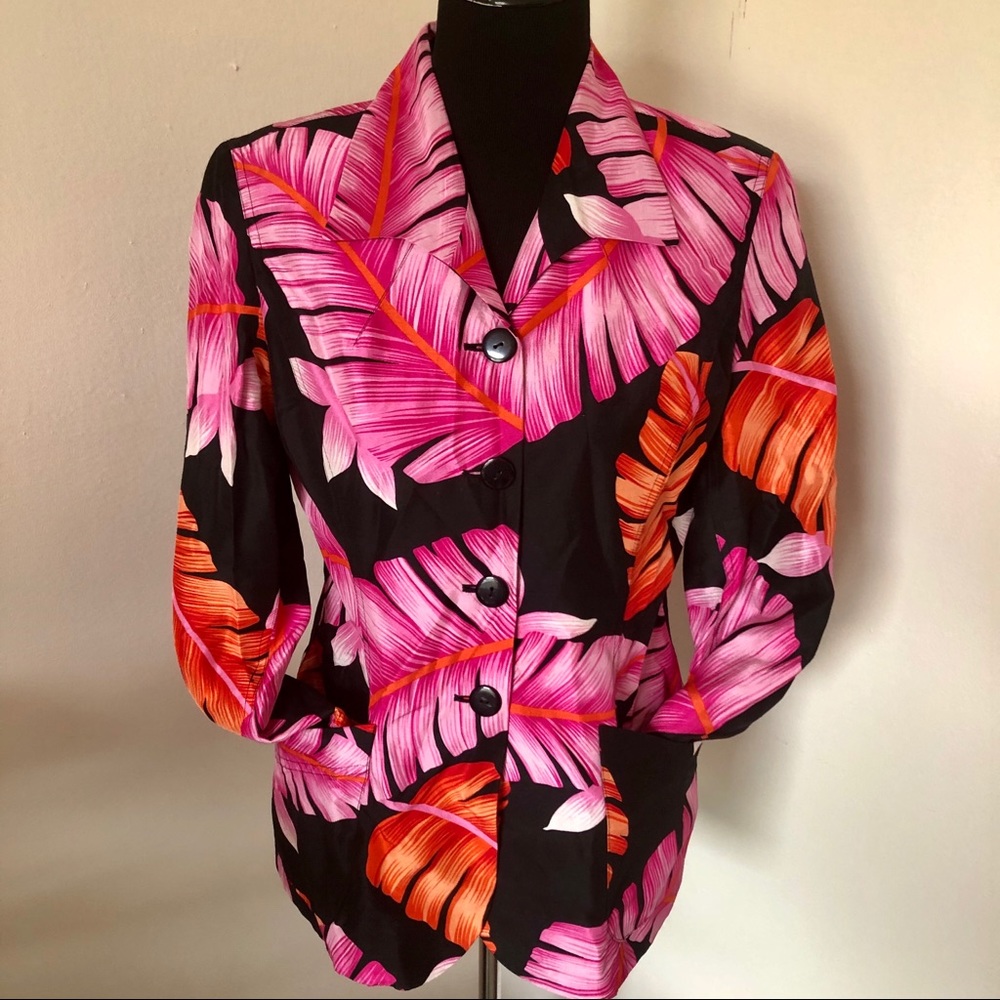 Dana Buchman colorful 100% silk blazer🌴☀️